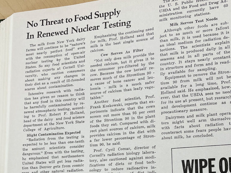 photo of magazine article about threat of fallout to food supply